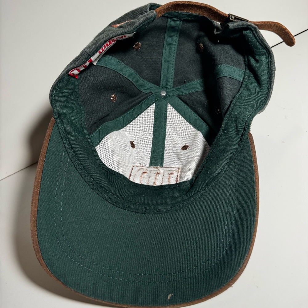 VINTAGE Wilson Forest Green and Chestnut Brown Embroidered Logo One Size Cap - Picture 6 of 6